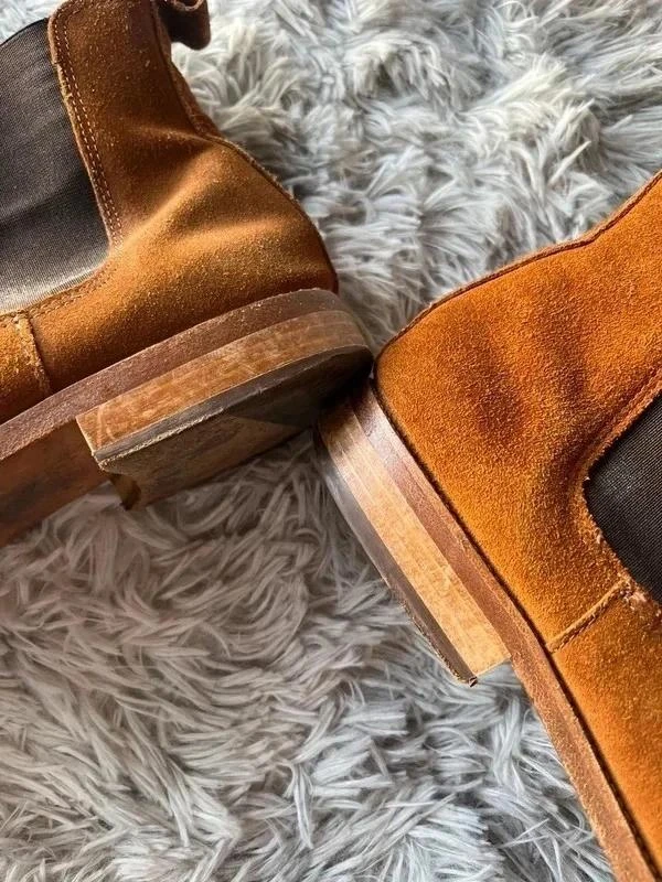 Vintage Bobbies Paris Brown Genuine Leather suede Chelsea boots Size 44EU – photo 6